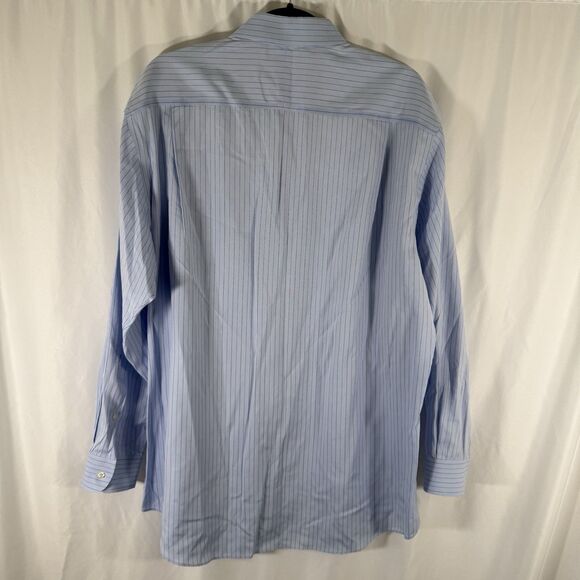 Jos A Bank Traveler's Shirt Men 17.5 35 Blue Striped Button Up Long SleeveTailor - Picture 7 of 9